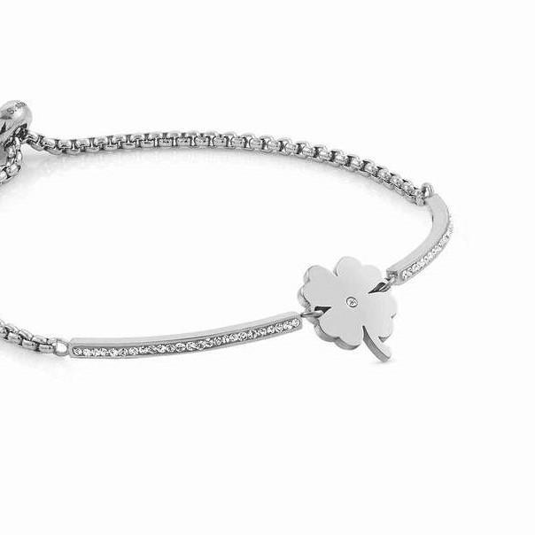 0280003/006 MILLELUCI bracelet,S/steel,CZ four-leaf clover