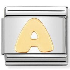 030101/01 Classic LETTER,S/Steel,Bonded Yellow Gold Letter A