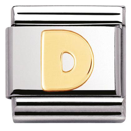 030101/04 Classic LETTER,S/Steel,Bonded Yellow Gold Letter D