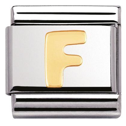 030101/06 Classic LETTER,S/Steel,Bonded Yellow Gold Letter F