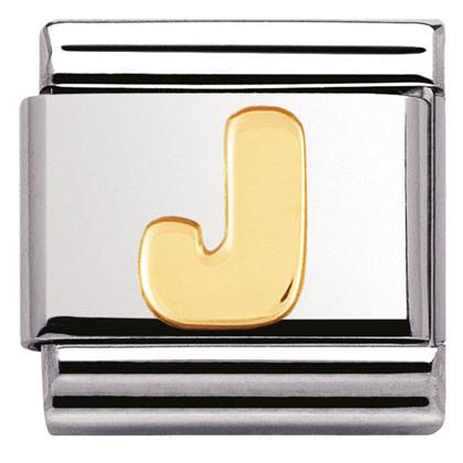 030101/10 Classic LETTER,S/Steel,Bonded Yellow Gold Letter J