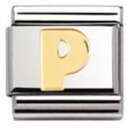 030101/16 Classic LETTER,S/Steel,Bonded Yellow Gold Letter P