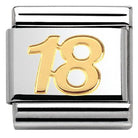 030109/34 Classic Number 18,S/steel,bonded yellow gold