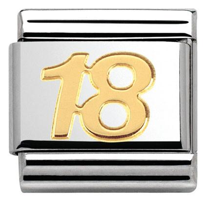 030109/34 Classic Number 18,S/steel,bonded yellow gold