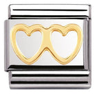 030116/03 Classic S/steel,bonded yellow gold Double Heart