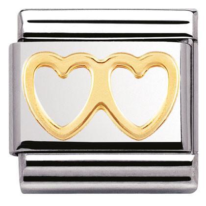 030116/03 Classic S/steel,bonded yellow gold Double Heart