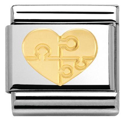 030116/18 Classic S/steel,bonded yellow gold Heart with puzzle