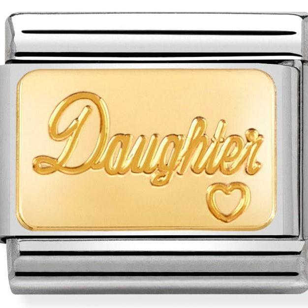 030121/25 Classic ENGRAVED SIGNS,S/steel,bonded yellow gold Daughter