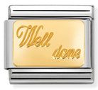 030121/27 Classic ENGRAVED SIGNS,S/steel,bonded yellow gold Well Done