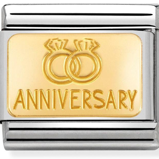 030121/32 Classic Engraved Sign Anniversary S/steel,bonded yellow gold