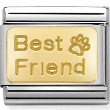 030121/50 Classic bonded yellow Gold Engraved Best Friend with Paw print
