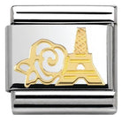030162/18 Classic MADAME MONSIEUR,S/steel,bonded yellow gold Rose and Eiffel Tower (France)