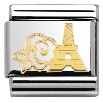 030162/18 Classic MADAME MONSIEUR,S/steel,bonded yellow gold Rose and Eiffel Tower (France)