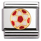030204/38 Classic ITALIAN FOOTBALL,S/Steel,enamel,bonded yellow gold Red & White