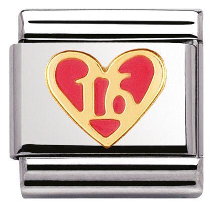 030207/44 Classic Love.S/steel,enamel,bonded yellow gold 16 heart