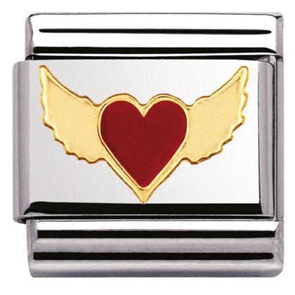 030207/45 Classic Love.S/steel,enamel,bonded yellow gold heart with wings