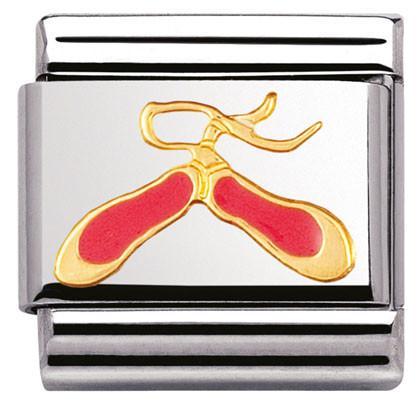 030208/02 Classic S/steel, enamel, bonded yellow gold Pink dance shoes
