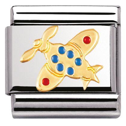 030210/06 Classic S/steel,enamel,bonded yellow gold Aeroplane
