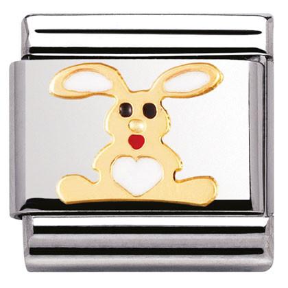 030212/02 Classic ,S/steel, enamel, bonded yellow gold WHITE rabbit