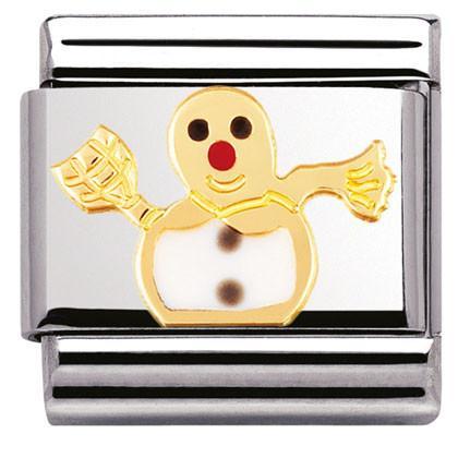 030225/04 Classic,S,steel,enamel,bonded yellow gold Snowman