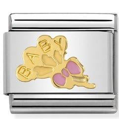 030242/41 Classic bonded yellow Gold & Enamel Baby Pink Balloons