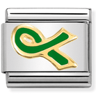 030242/47 Classic bonded yellow Gold + Enamel Green Ribbon Mental Health
