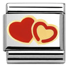 030253/29 Classic S/steel,enamel, bonded yellow gold Double hearts series