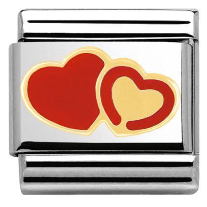 030253/29 Classic S/steel,enamel, bonded yellow gold Double hearts series