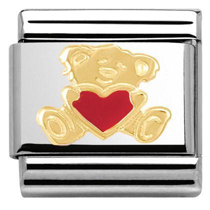 030253/32 Classic S/Steel,enamel, bonded yellow gold Bear with heart