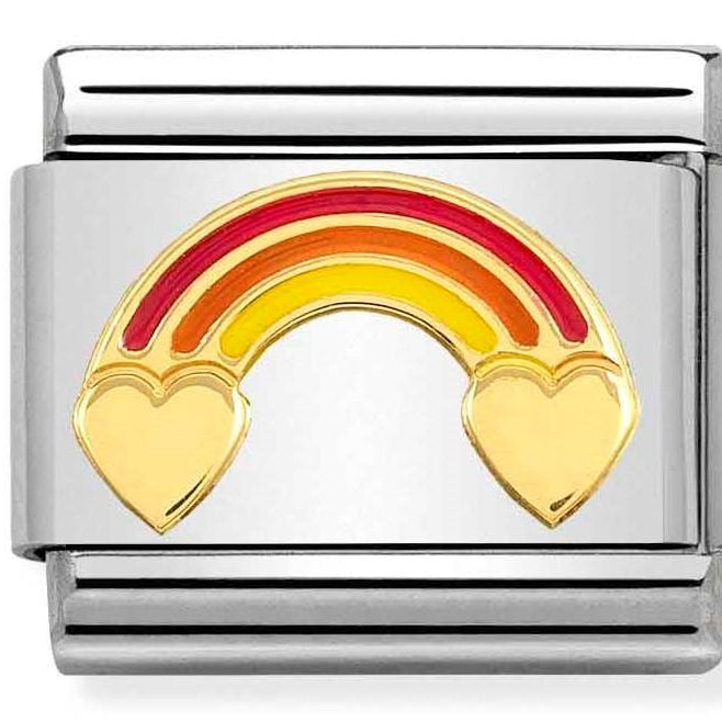 030272/52 Classic SYMBOLS steel,enamel,yellow gold,Rainbow with hearts