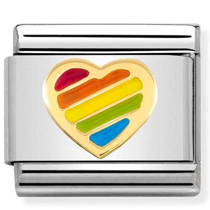 030272/54 Classic SYMBOLS steel,enamel,yellow gold,Rainbow heart