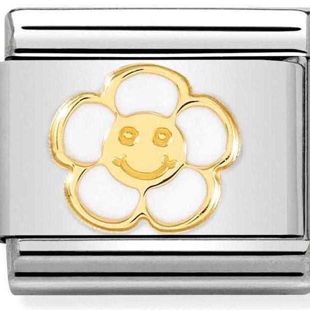 030272/59 Classic steel,enamel, yellow gold,Smile Flower
