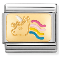 030284/28 Classic Stainless steel, yellow gold & Enamel Unicorn