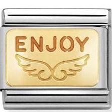 030284/37 Classic PLATES steel , enamel, yellow gold ENJOY LIFE ANGEL