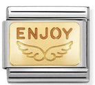 030284/37 Classic PLATES steel , enamel, yellow gold ENJOY LIFE ANGEL