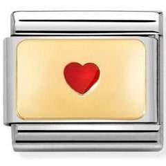 030284/50 Classic PLATES steel,enamel, yellow gold,Small heart