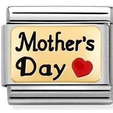 030284/54 Classic PLATES steel,enamel yellow gold,Mothers Day Heart