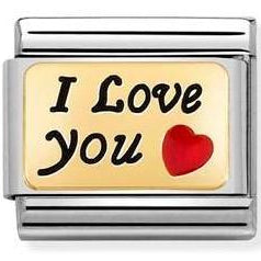 030284/55 Classic PLATES steel,enamel,yellow gold I love You