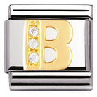 030301/02 Classic LETTERS,S/Steel,Bonded Yellow Gold,CZ. B