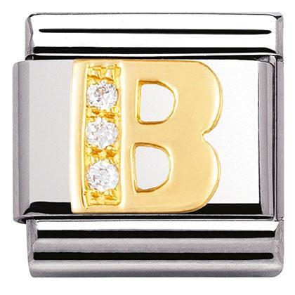 030301/02 Classic LETTERS,S/Steel,Bonded Yellow Gold,CZ. B