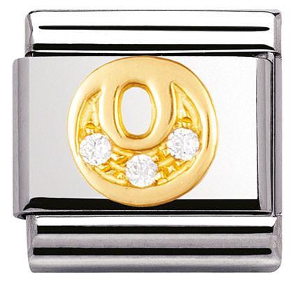 030301/15 Classic LETTERS,S/steel,Bonded Yellow Gold CZ O