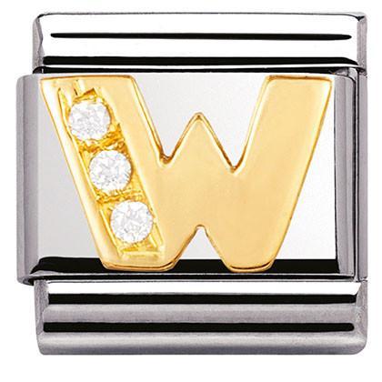 030301/23 Classic LETTERS,S/Steel,Bonded Yellow Gold, CZ W