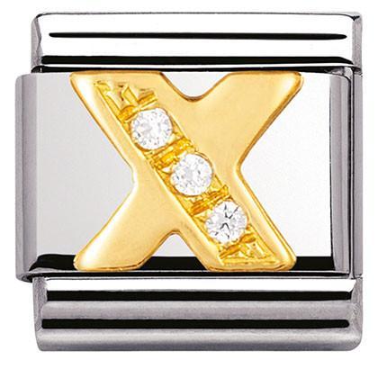030301/24 Classic LETTERS,S/Steel,Bonded Yellow Gold,CZ X