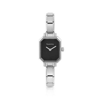 076030/012 PARIS watch,S/steel strap RECTANGULAR Black