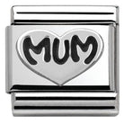 330101/12 Classic OXIDIZED,S/steel,sterling silver Mum Heart