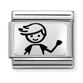 330109/48 Classic OXYDISED PLATES,S/steel, 925 silver,Boy