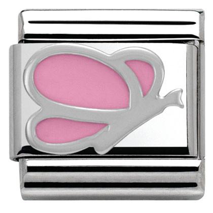 330202/03 Classic,S/steel,enamel ,silver 925 Pink Butterfly