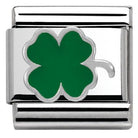 330202/12 Classic,S/steel,enamel,silver 925 Green Clover
