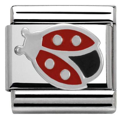 330202/15 Classic ,S/steel,enamel & silver 925 Ladybird
