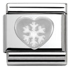 330204/02 Classic CHRISTMAS S/steel,enamel,Silver 925 Heart with Snowflake